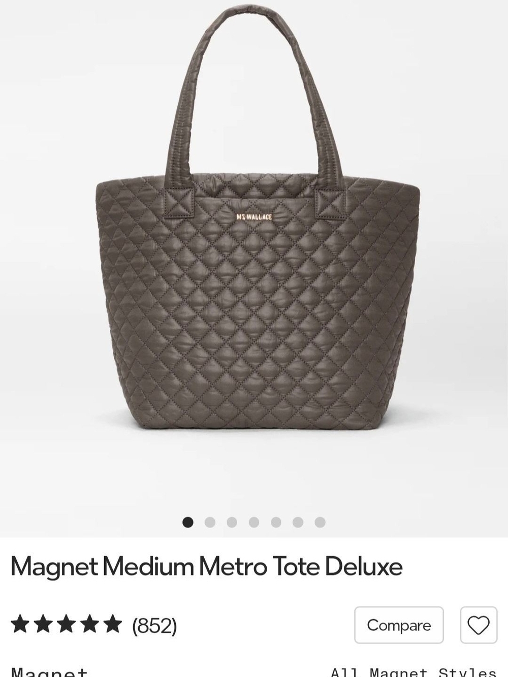 MZ Wallace Quilted Magnet Medium Metro Tote - Taupe Brown